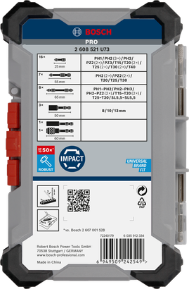 Juego de puntas de destornillador de impacto Bosch PRO de 36 piezas.